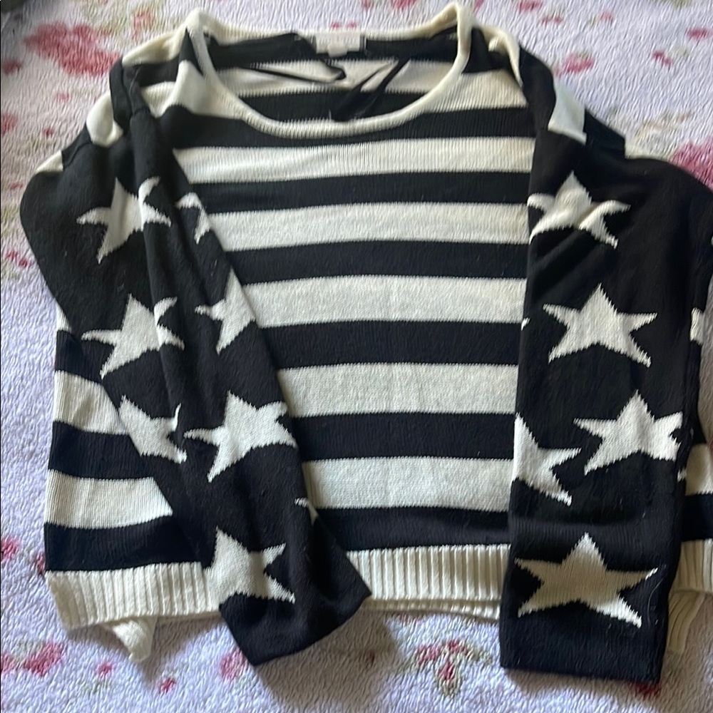 Striped Black and White Star Sweater